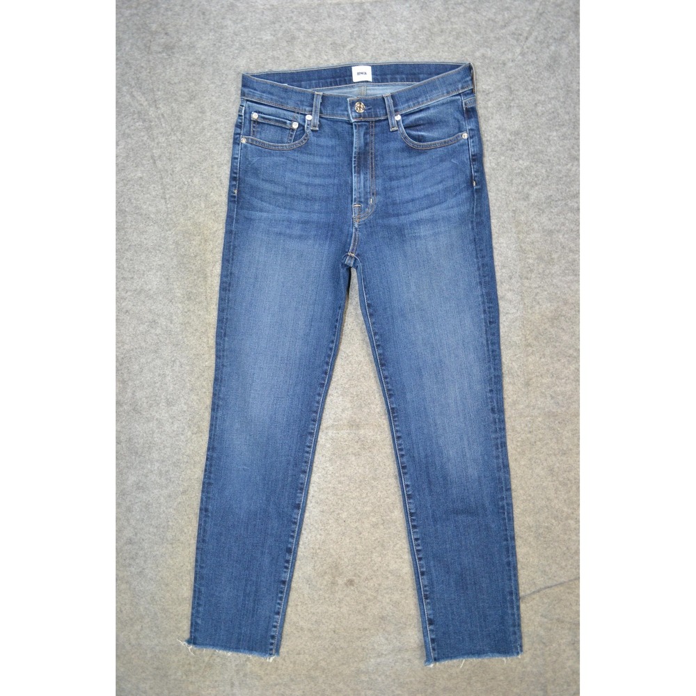 Edwin Bree Jeans Womens 28 Blue Mid Rise Slim Ankle‎ Raw Hem Stretch Denim